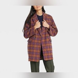 A New Day Top Overcoat, Brown Plaid